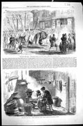 Antique Print 1861 China Dragon Feast Canton New Year Woman Preparing Cakes