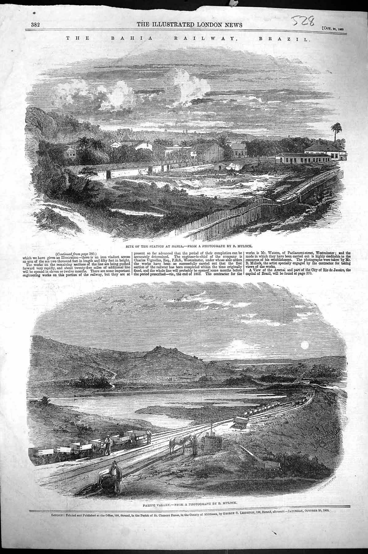 Old 1860 Bahia Railway Brazil Station Bahia Paripe Valley Transport M Victorian