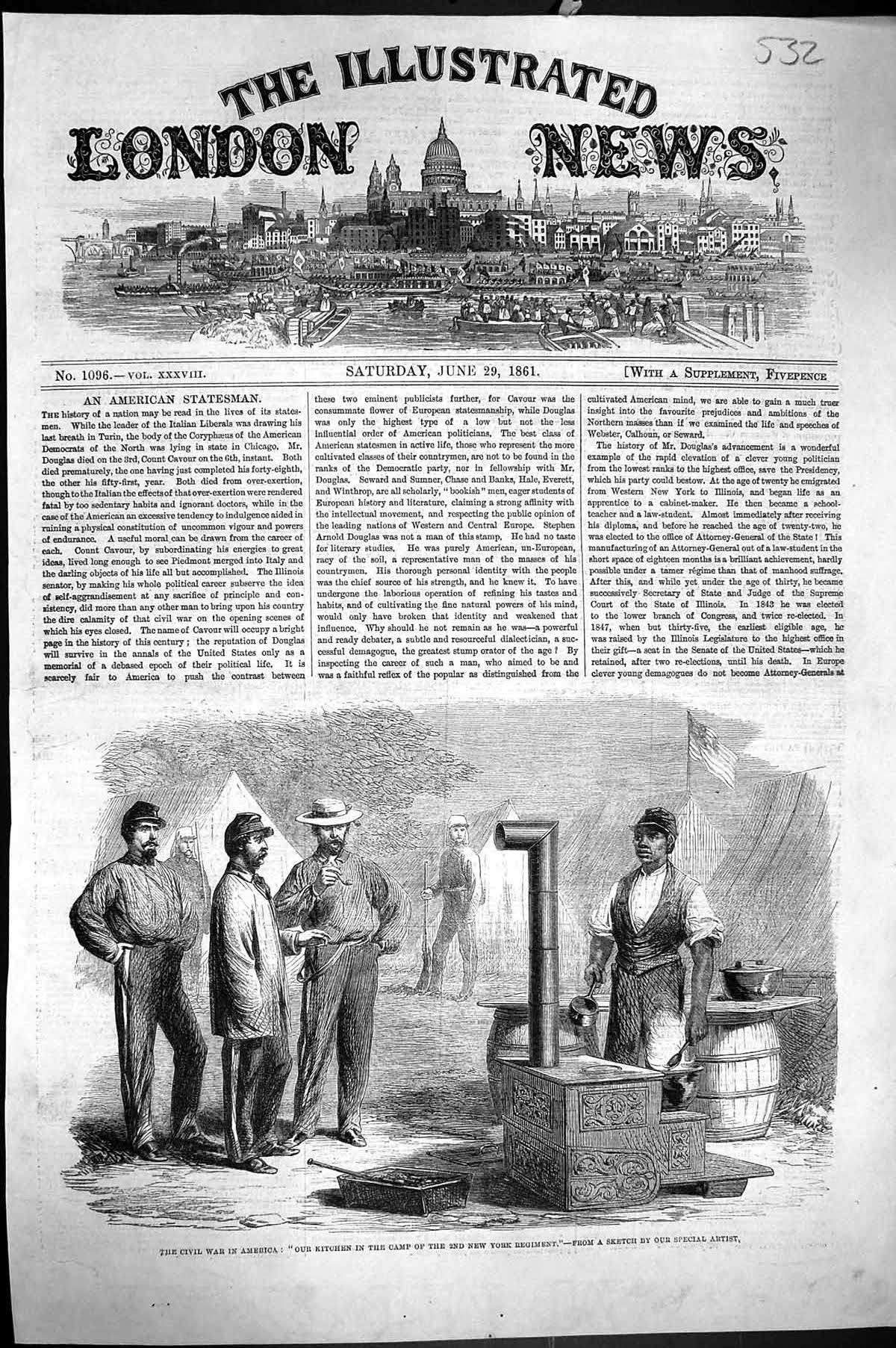 Antique Print 1861 Civil War America Kitchen Camp New York Regiments Siers 19th