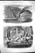 Old 1861 Loading Cotton Alabama River Shooting Cotton-Bales River Ste Victorian