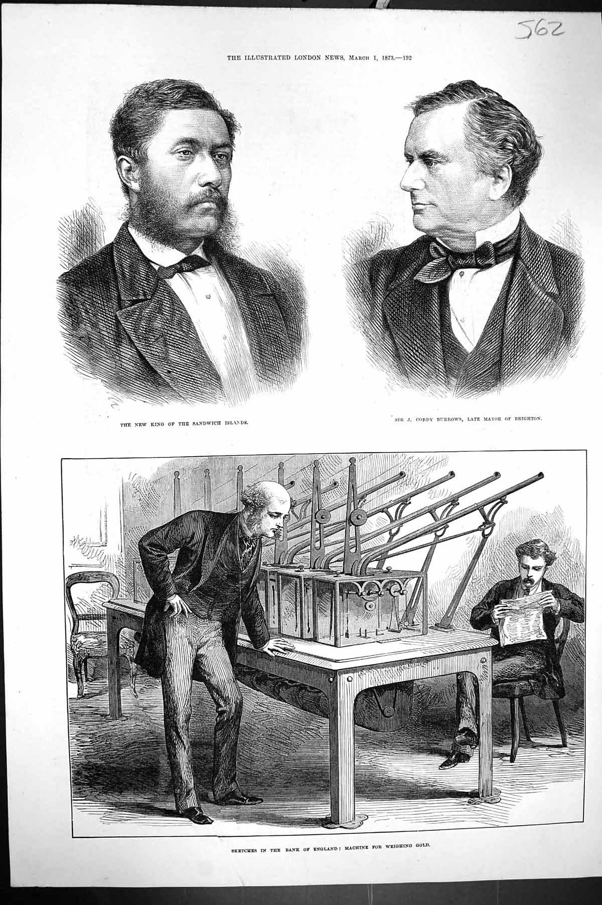 Old 1873 King Sandwich Cordy Burrows Mayor Brighton Bank England Weig Victorian