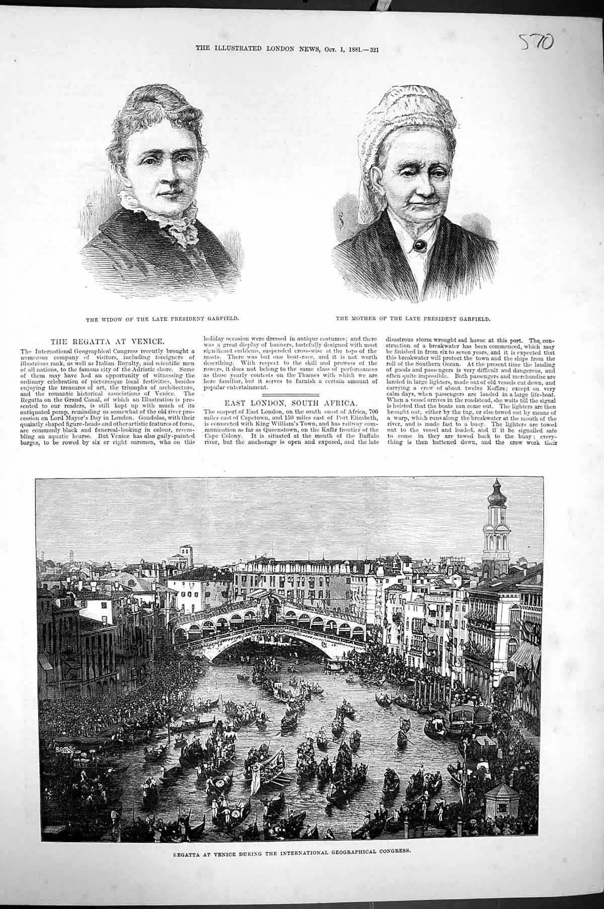 Old 1881 Widow Garfield Mother Regatta Venice International Geographi Victorian