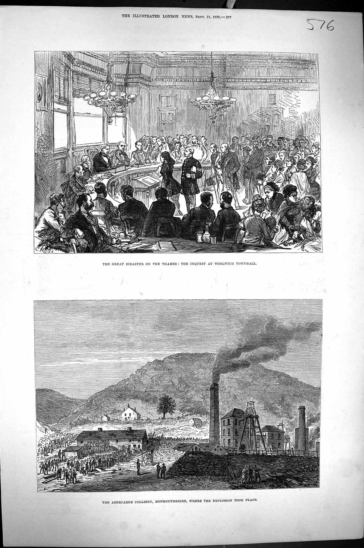 Old 1878 Disaster Thames Woolwich Abercarne Colliery Monmouthshire Ex Victorian