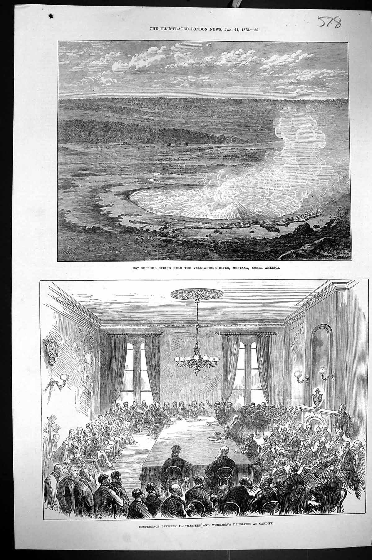 Old 1873 Hot Sulphur Spring Yellowstone Montana Ironmasters Workmen C Victorian