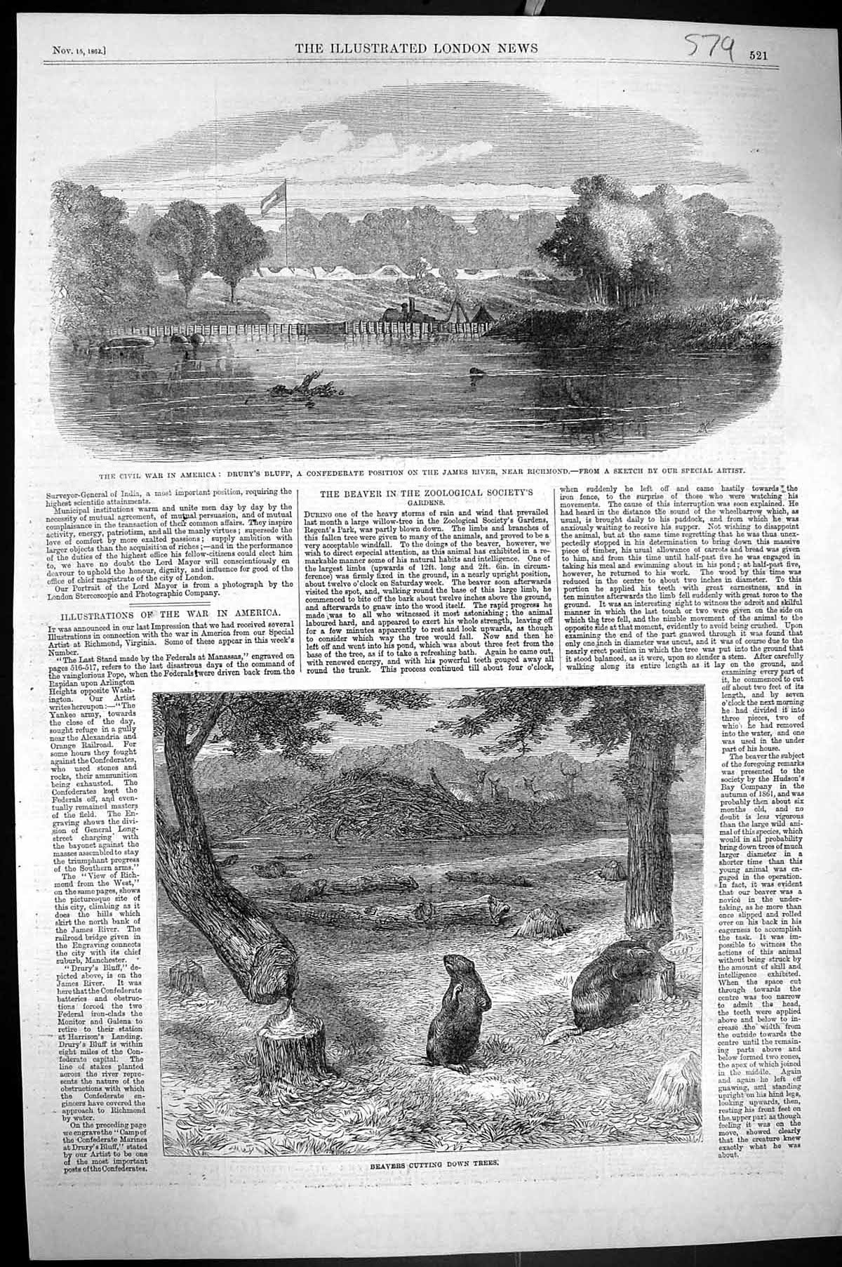 Old 1862 Civil War America Drury Bluff James River Richmond Beavers C Victorian