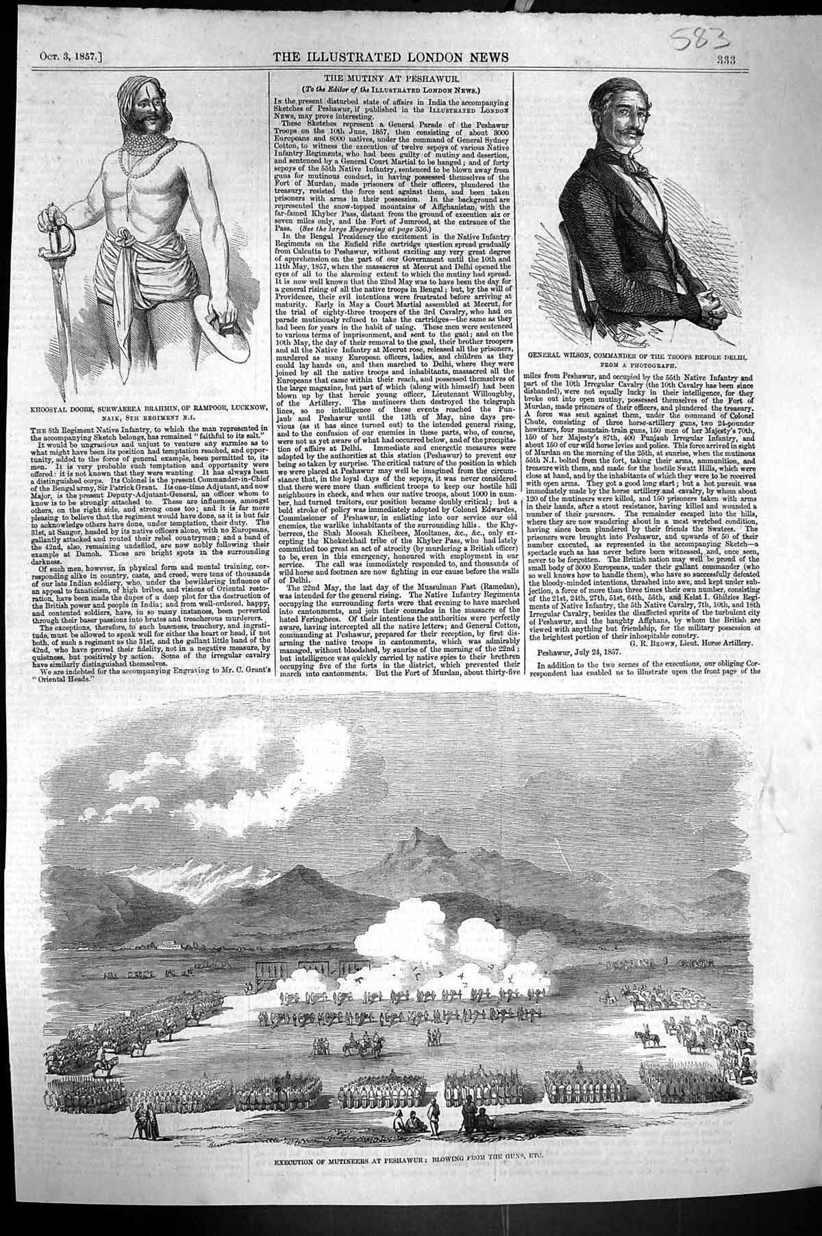 Old 1857 Khoosyal Doobe Surwarrea Rampoor Lucknow General Wilson Pesh Victorian