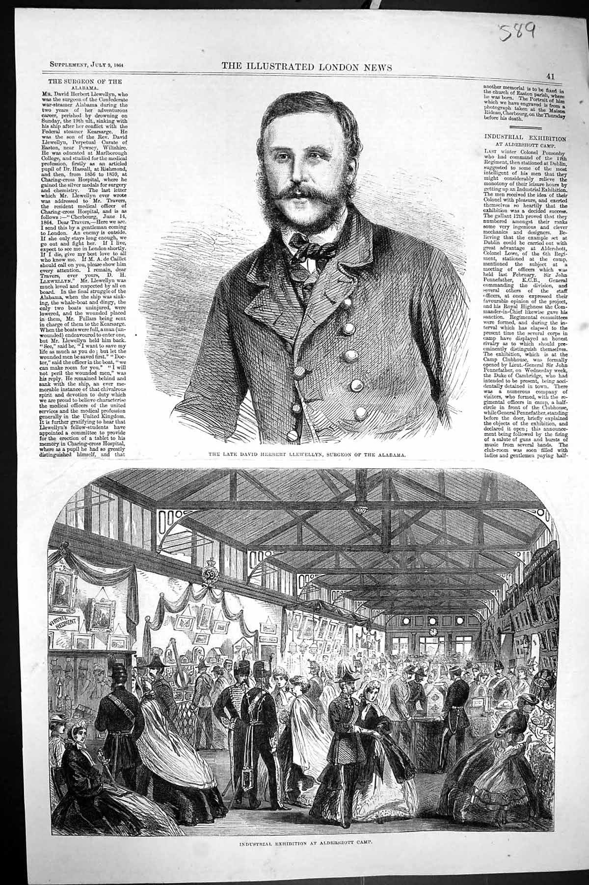 Old 1864 David Herbert Llewellyn Surgeon Alabama Industrial Exhibitio Victorian