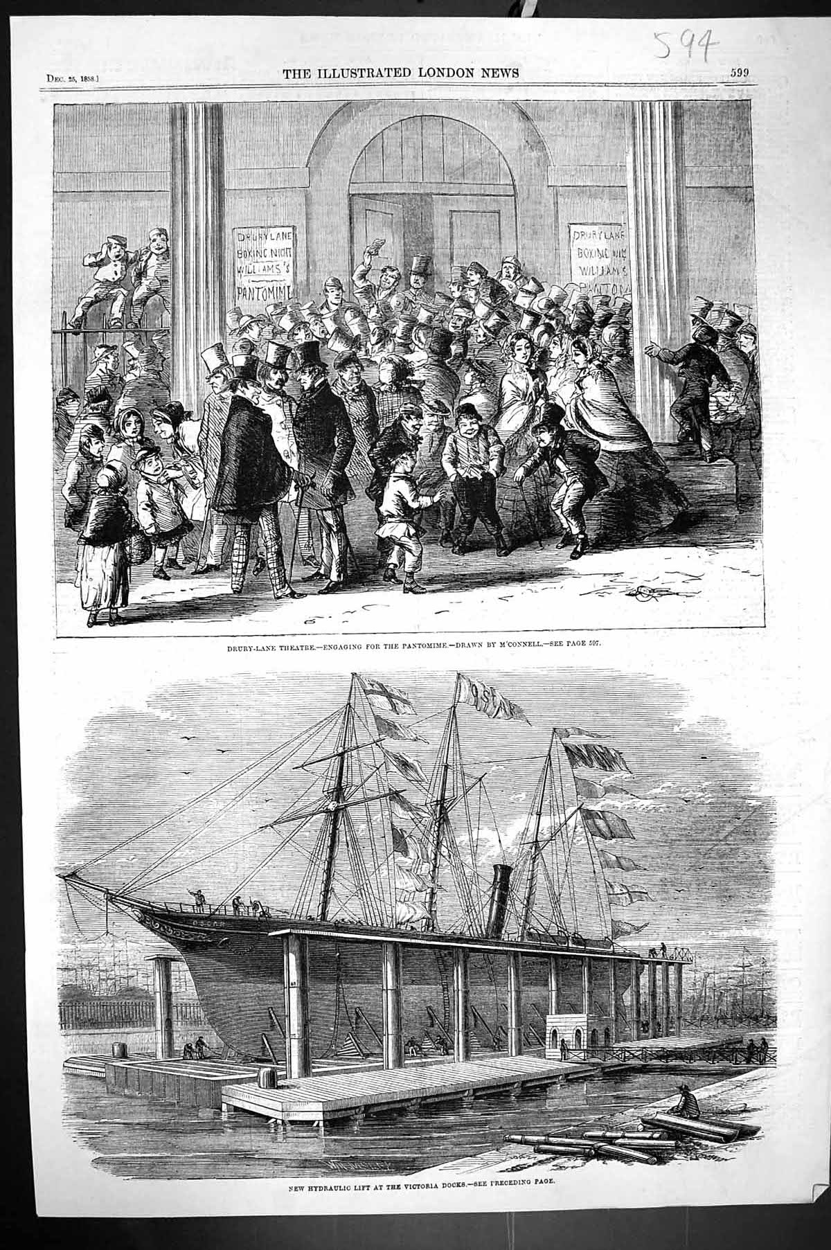 Old 1858 Drury Lane Theatre Pantomime Hydraulic Lift Victoria Docks S Victorian