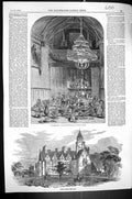 Old Print 1855 Dejeuner Banqueting Hall Bilton Grange Rugby Architecture 19th