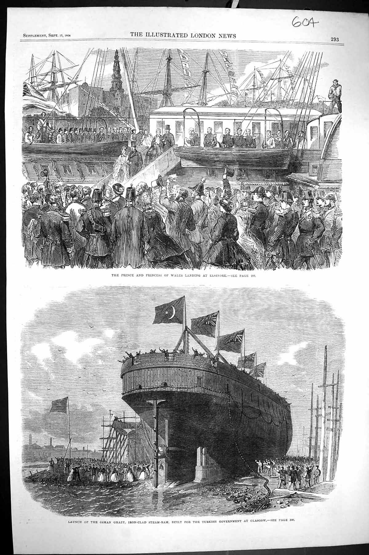 Old 1864 Prince Wales Landing Ship Elsinore Launch Ship Osman Ghazy G Victorian