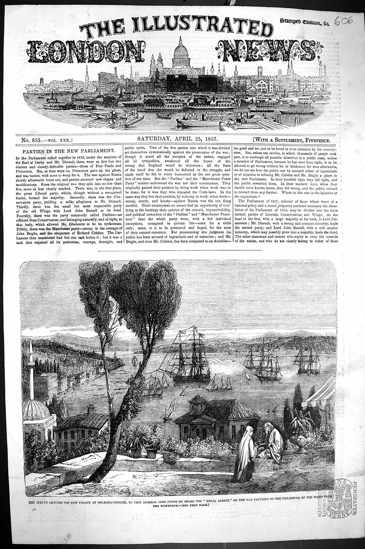 Old 1857 Sultan Palace Dolmabaghdsche Admiral Lord Lyons Royal Albert Victorian