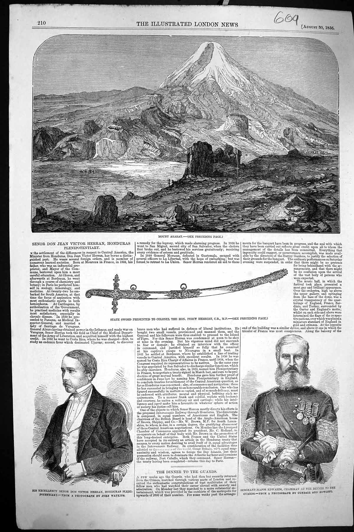Old 1856 Senor Don Victor Herran Edwards Mount Ararat Sword Percy Her Victorian