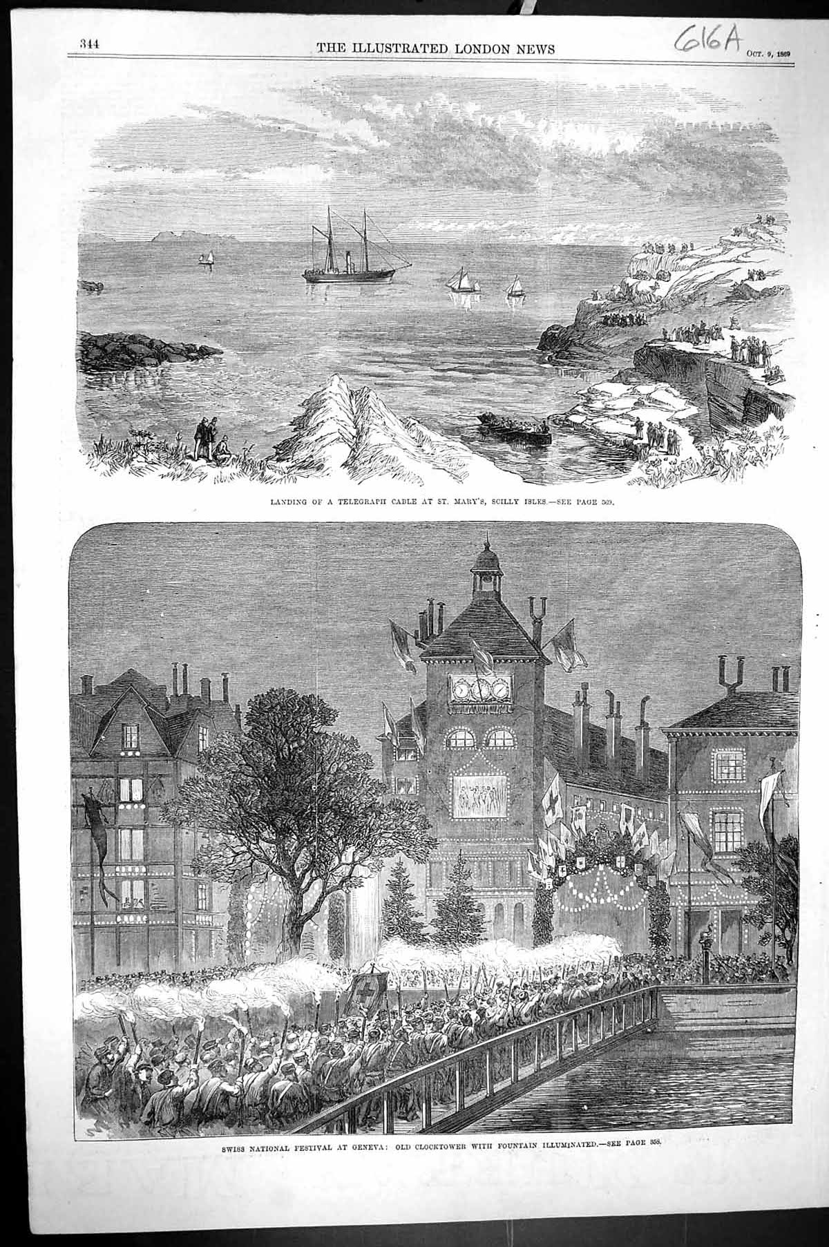 Old 1869 Telegraph Cable St. Mary'S Scilly Isles Swiss Festival Genev 19th