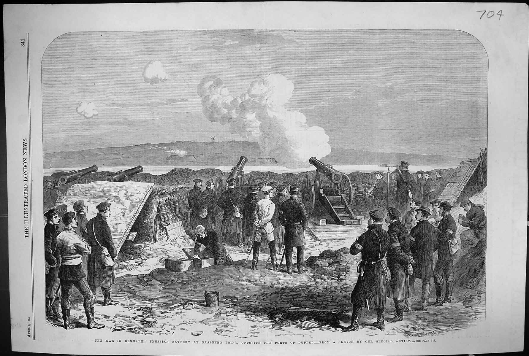 Old 1864 War Denmark Prussian Battery Gaasberg Point Forts Duppel Gun Victorian