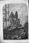 Old Antique Print 1867 Ruins North Transpet Crystal Palace Destroyed Fire 19th