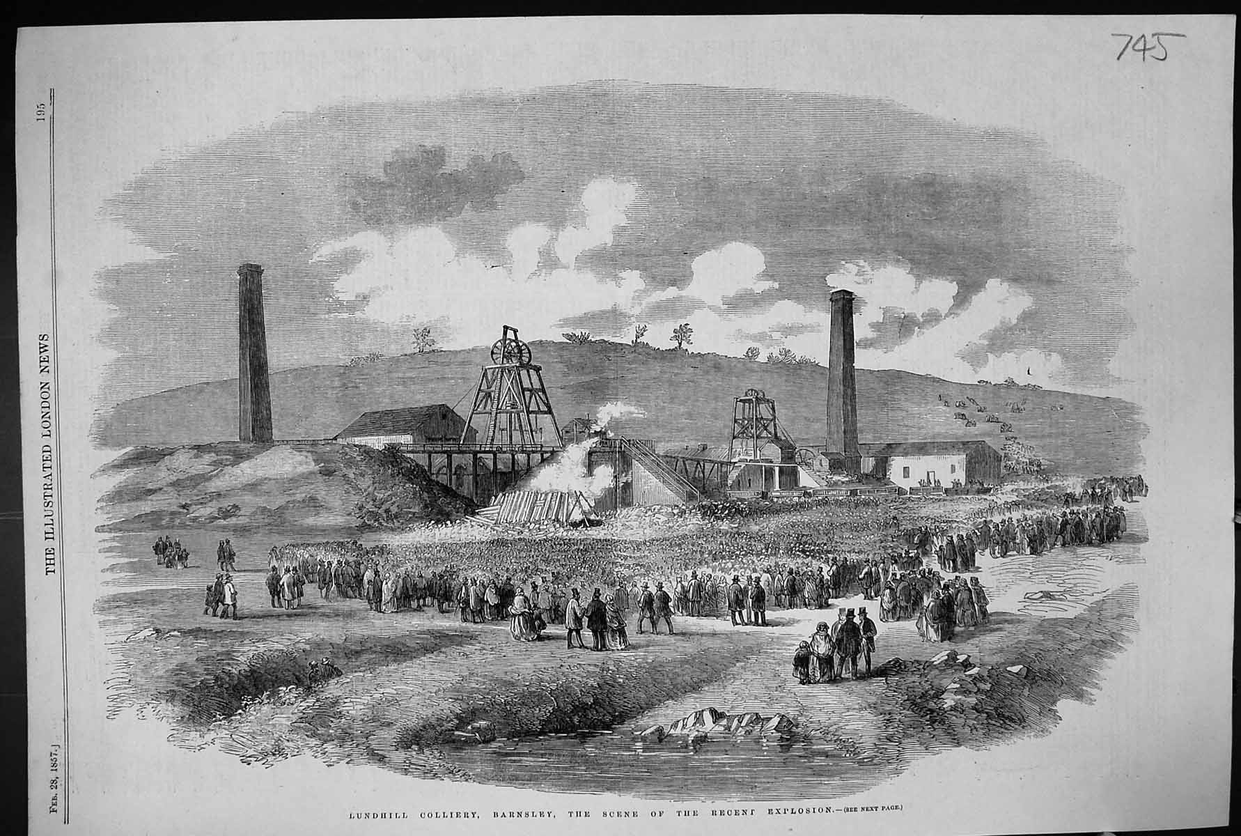 Old 1857 Lundhill Colliery Barnsley Scene Recent Explosion Mining Coa Victorian