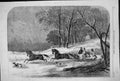 Antique Print 1863 Caribou Hunting New Brunswick Horses Hounds Sleigh Snow 19th