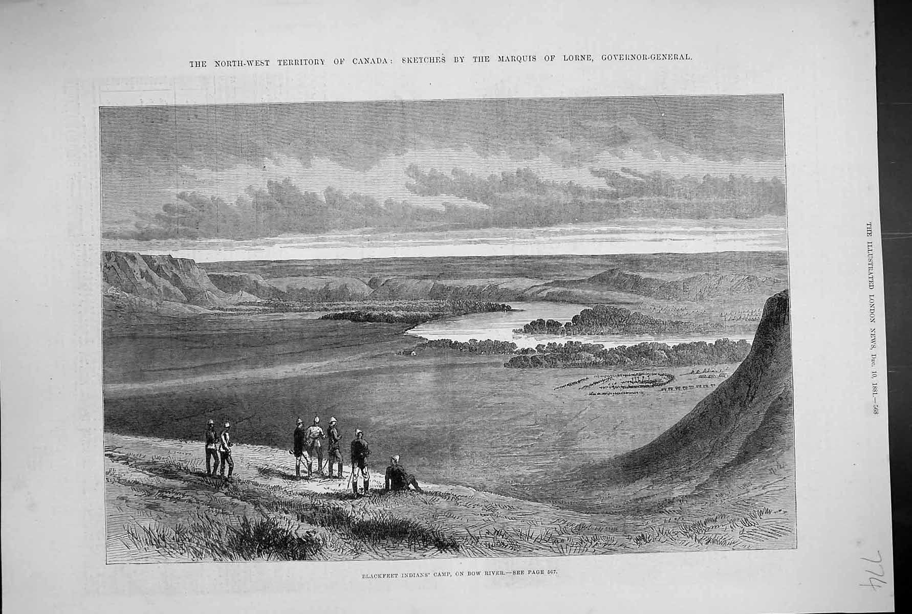 Old 1881 Blackfeet Indians Camp Bow River Marquis Lorne Governor-Gene Victorian