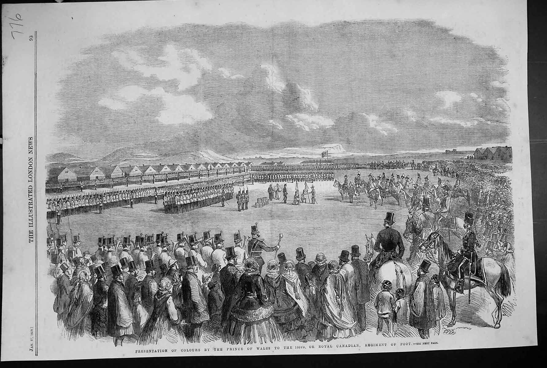 Old Print 1859 Presentation S Prince Wales Royal Canadians Regiment Foot 19th