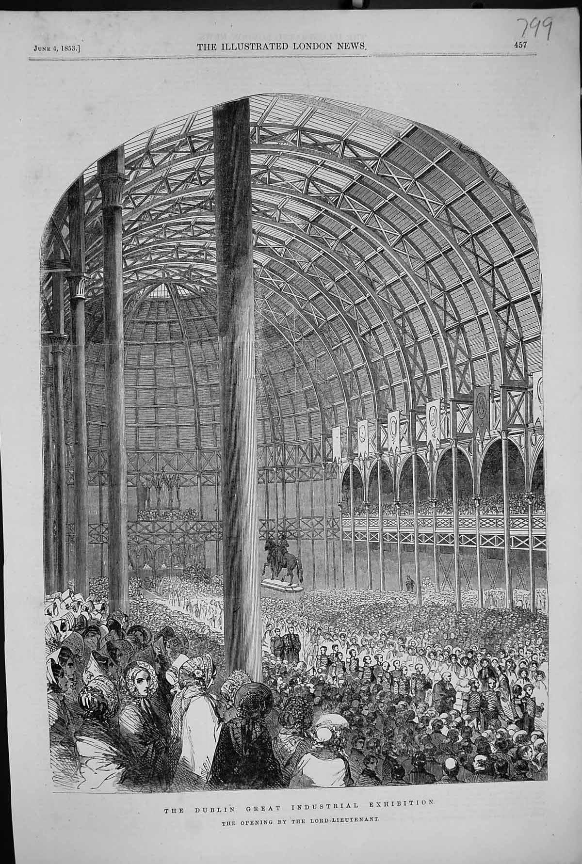 Old 1853 Dublin Great Industrial Exhibition Opening Lord-Lieutenant O Victorian