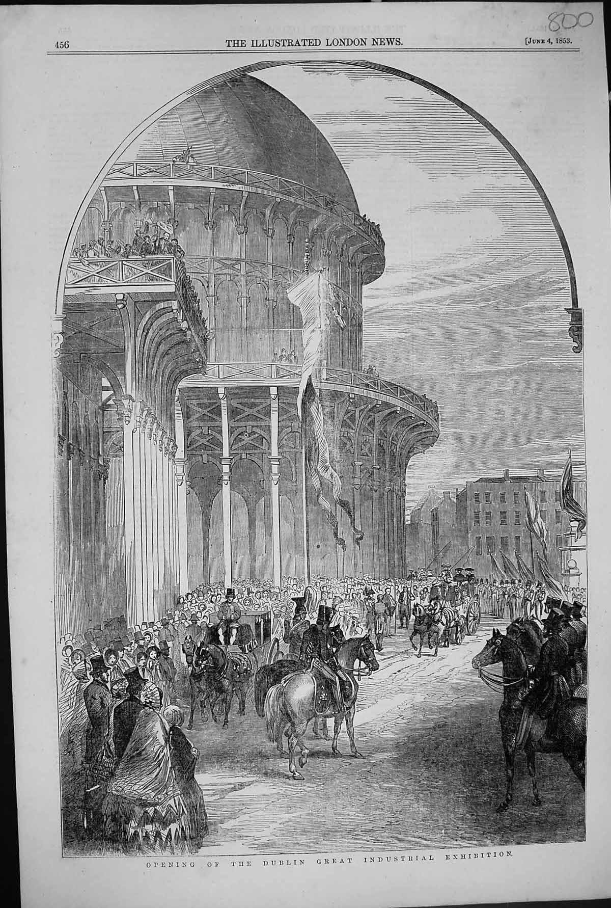 Old 1853 Opening Dublin Great Industrial Exhibition Architecture Hors Victorian