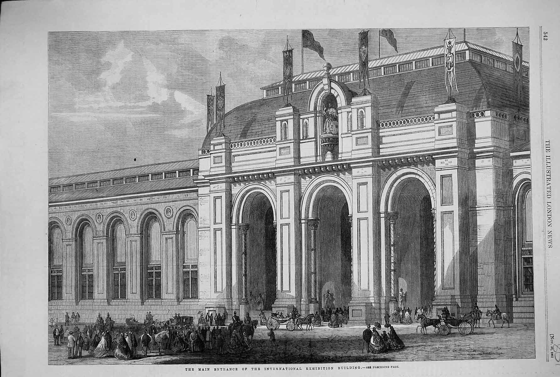 Old 1861 Main Entrance International Exhibition Building Architecture Victorian