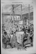 Old Antique Print 1862 Receiving Goods International Exhibition Building 19th