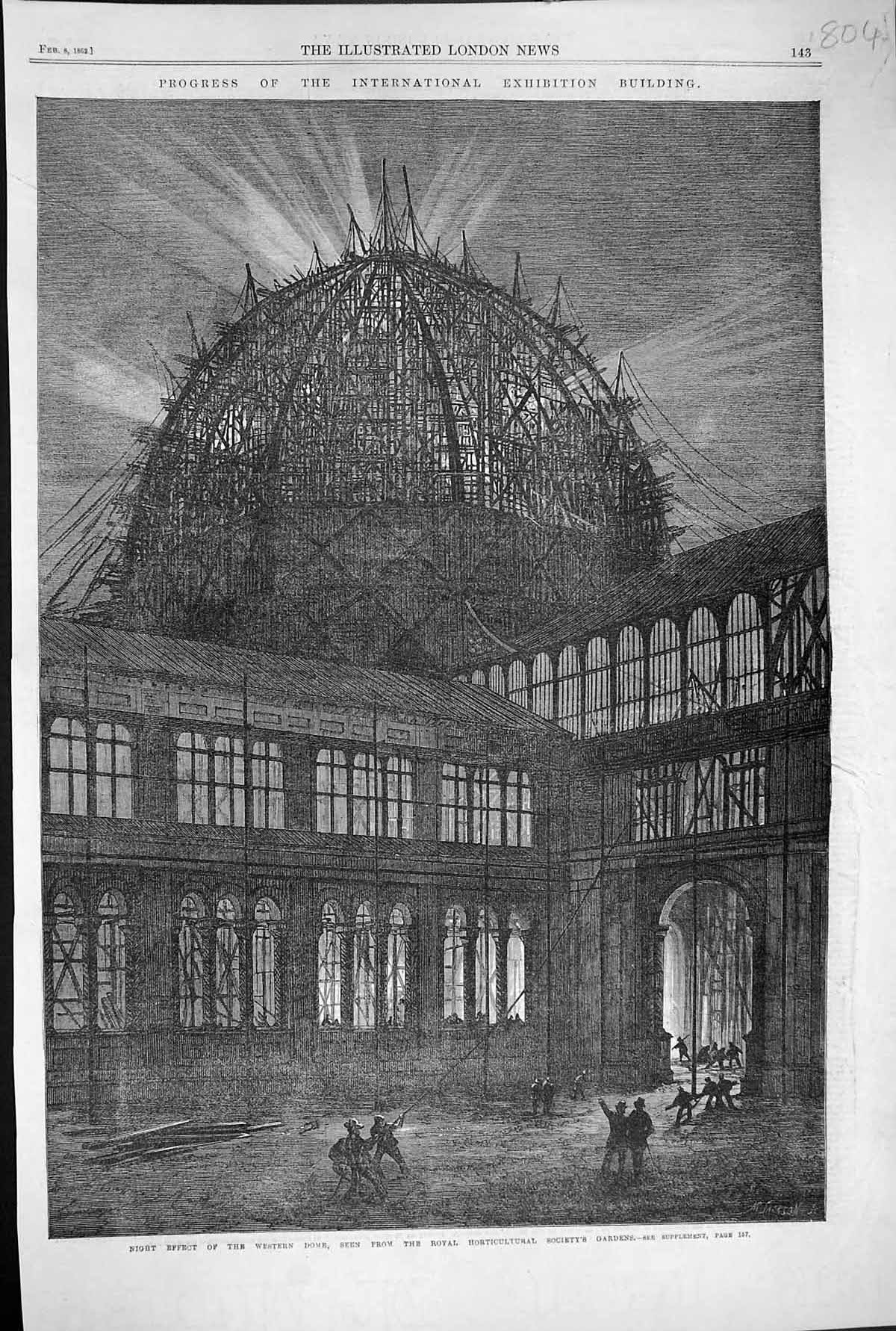 Old 1862 Night Western Dome Royal Horticultural Society Gardens Exhib Victorian