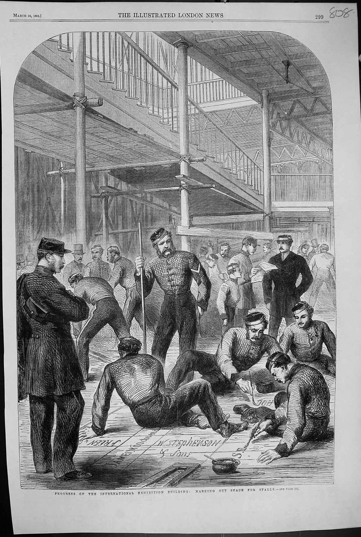 Old 1862 Progress International Exhibition Building Marking Space Sta Victorian