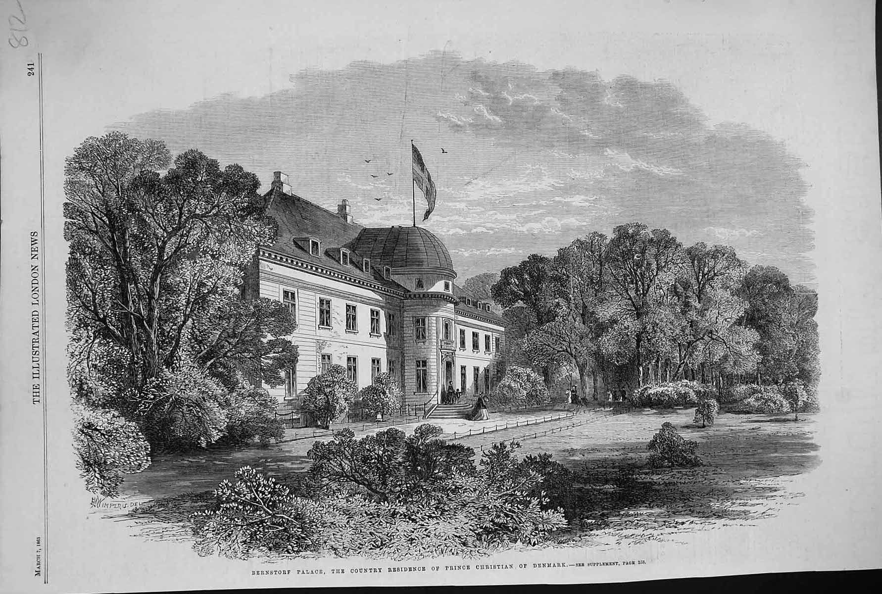 Old 1863 Bernstorf Palace Residence Prince Christian Denmark Architec Victorian