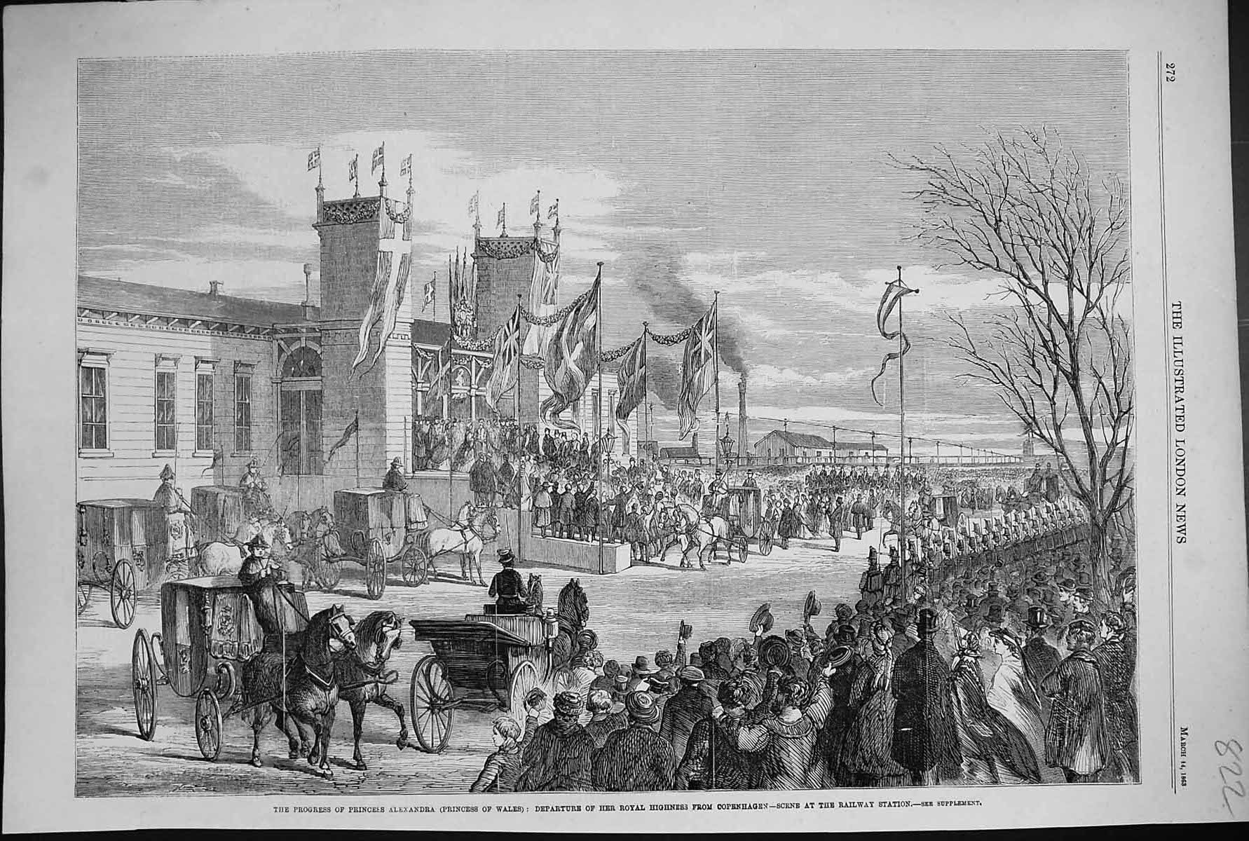 Old 1863 Princess Alexandra Wales Copenhagen Railway Station Horses C Victorian