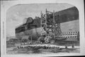 Old Print 1857 Chain Drums Checking-Gear Attempted Launch Leviathan Ship 19th