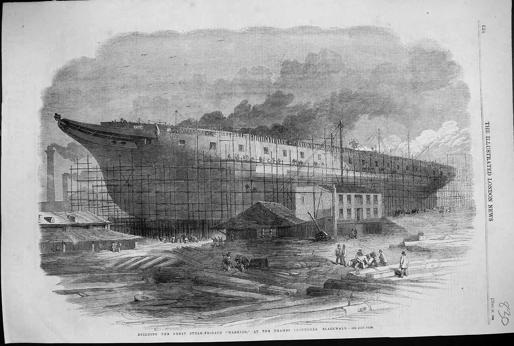 Old 1860 Building Steam Frigate Ship Warrior Thames Ironworks Blackwa Victorian