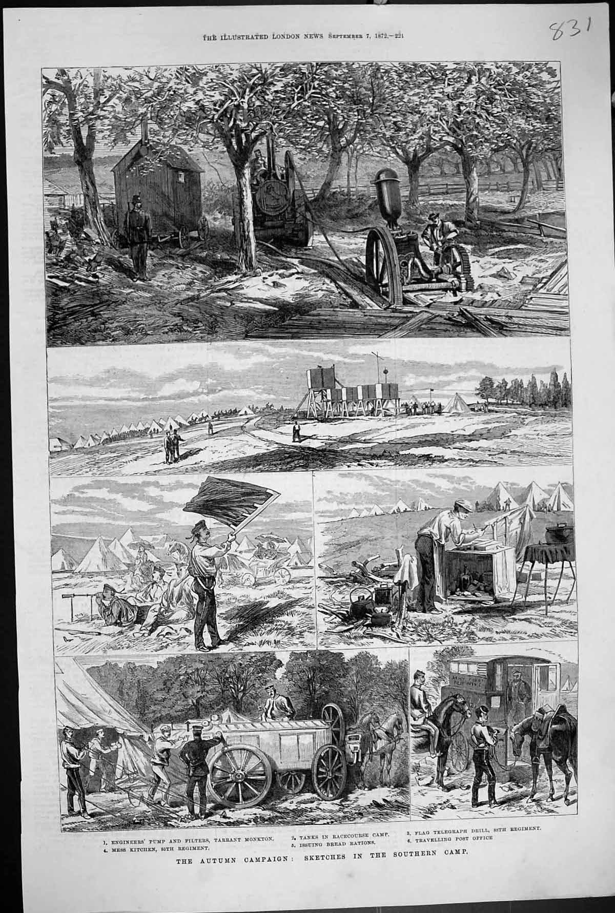 Old 1872 Autumn Campaign Engineers Pump Mess Kitchen Flag Telegraph D Victorian