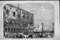Old 1866 Proclaiming Result Voting Venice Balcony Doge'S Palace Ships Victorian