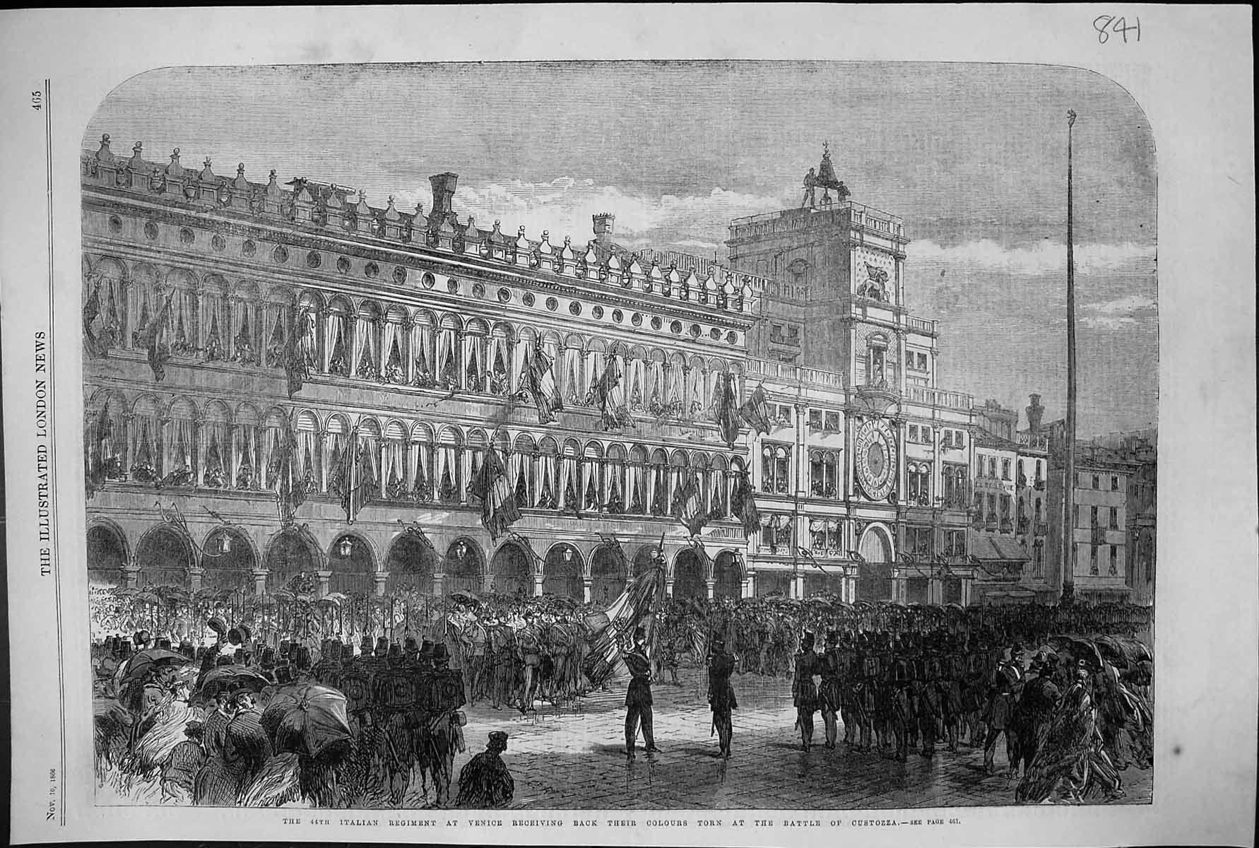 Antique Old Print 1866 Italian Regiment Venice S Battle Custozza Siers War 19th