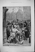 Antique Old Print 1881 Tourist Venice Music Band Piazza St. Mark'S Woodville