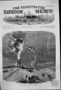 Old Antique Print 1857 Explosion Lund Hill Colliery Barnsley Coal Mining 19th