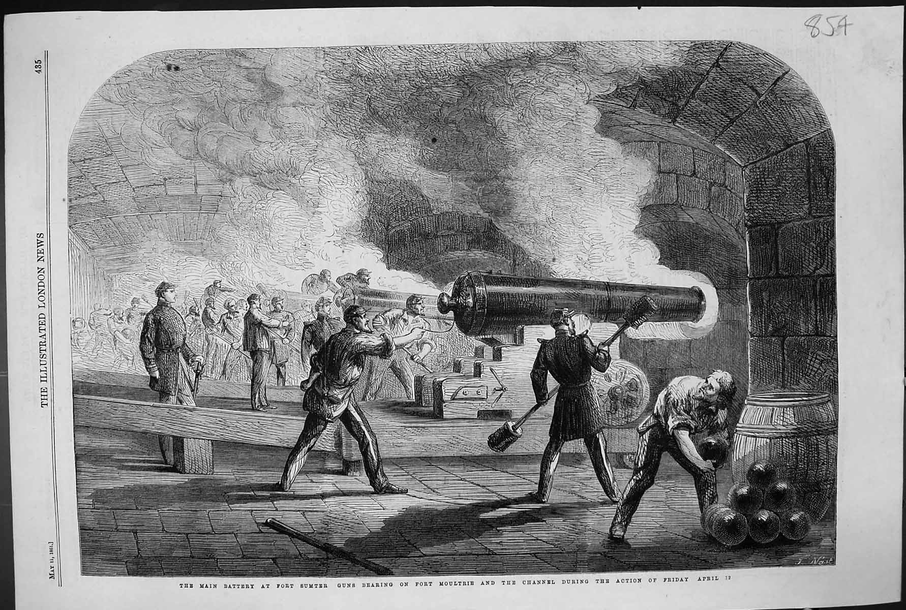 Old 1861 Main Battery Fort Sumter Guns Moultrie English Channel Weapo Victorian