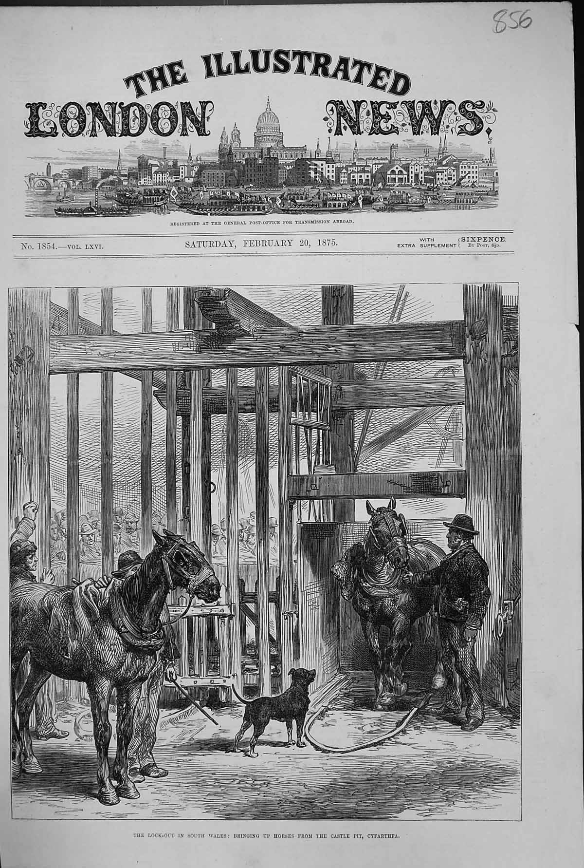 Old 1875 Lock-Out South Wales Bringing Up Horses Castle Pit Cyfarthfa Victorian