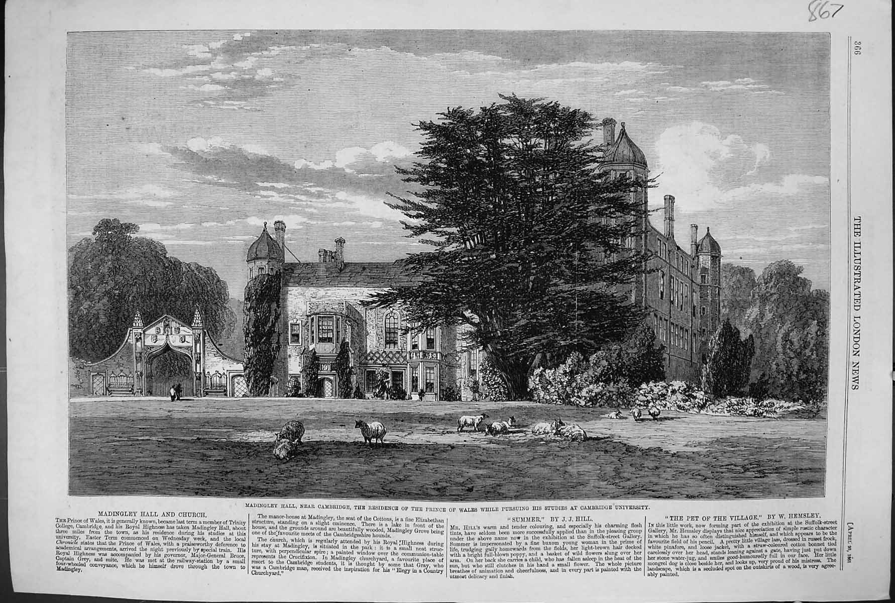 Old 1861 Madingley Hall Church Cambridge Prince Wales Residence Unive Victorian