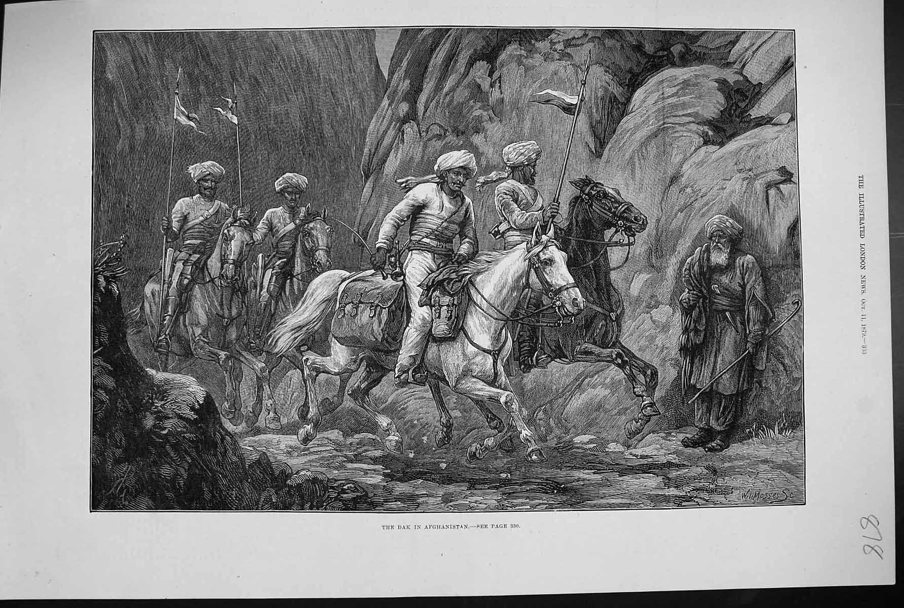 Old Print 1879 Scene Dak Afghanistan War Siers Horses Mountains Fine Art 19th