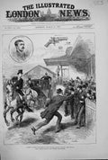 Old 1882 Scene Attempt Shoot Queen Windsor Railway Station Pistol Pol Victorian