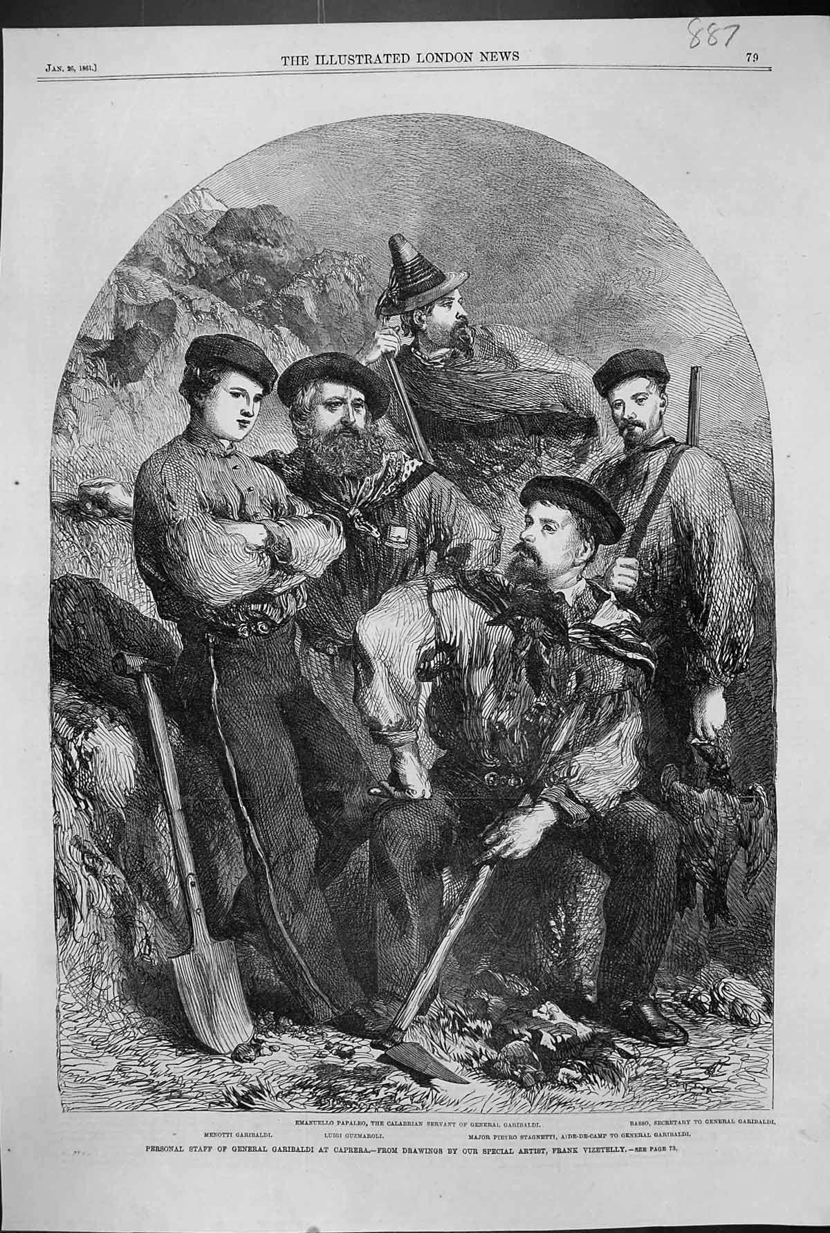 Old 1861 Personal Staff General Garibaldi Caprera Guzmaroli Stagnetti Victorian