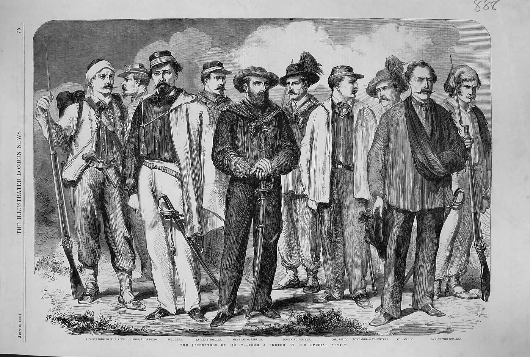 Old 1860 Liberators Sicily Garibaldi Bixio Carini Turr Cacciatore Alp Victorian