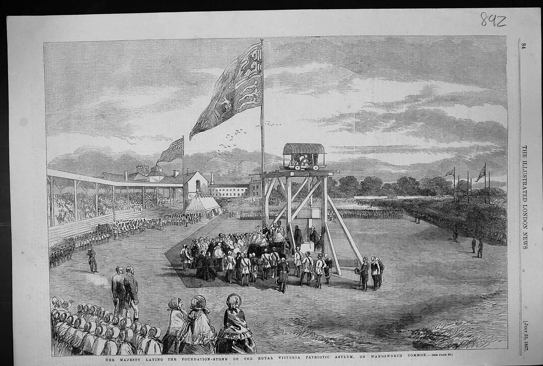 Old 1857 Majesty Queen Foundation-Stone Royal Victoria Patriotic Asyl Victorian