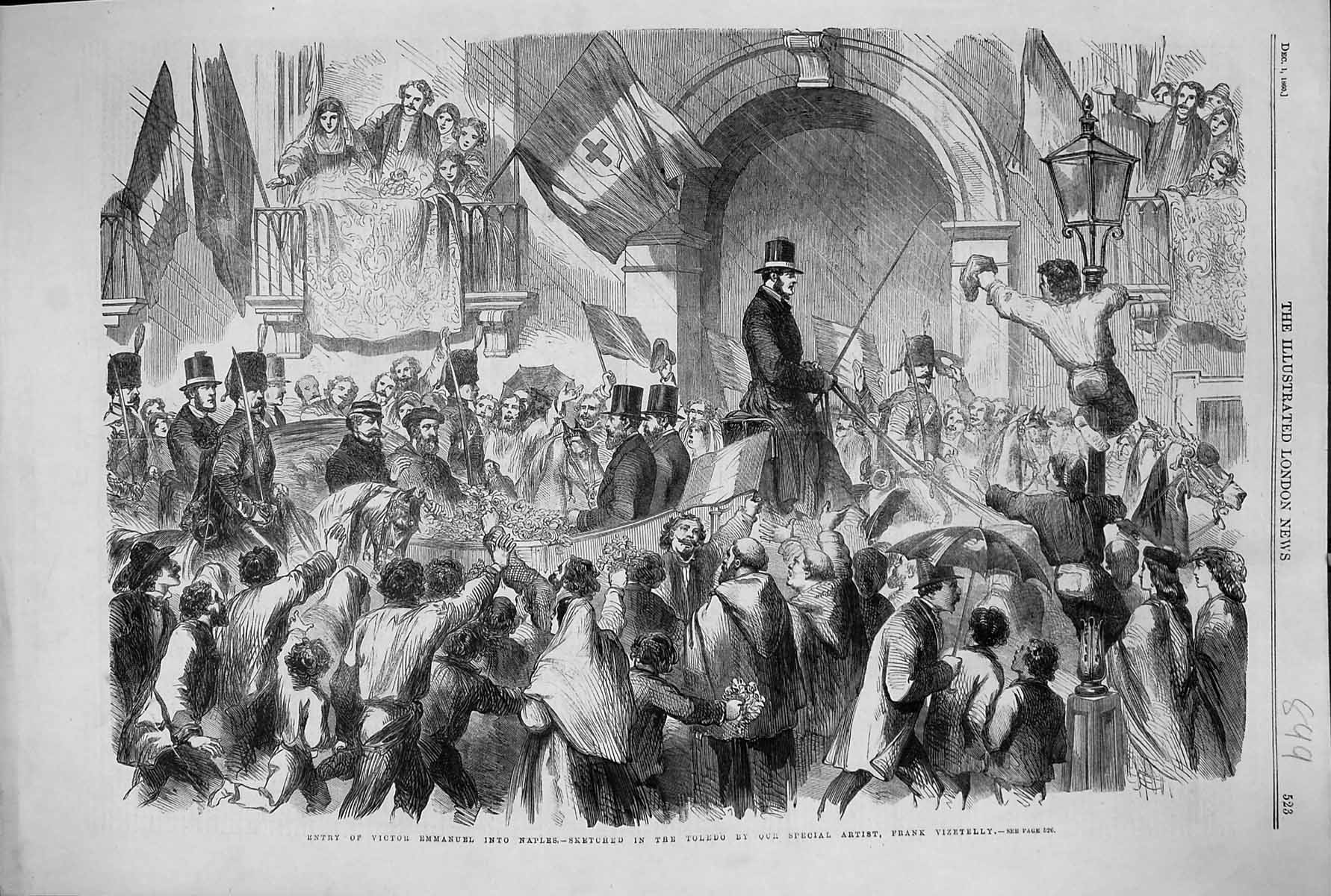 Old 1860 Entry Victor Emmanuel Naples Italy Scene Toledo Frank Vizete Victorian