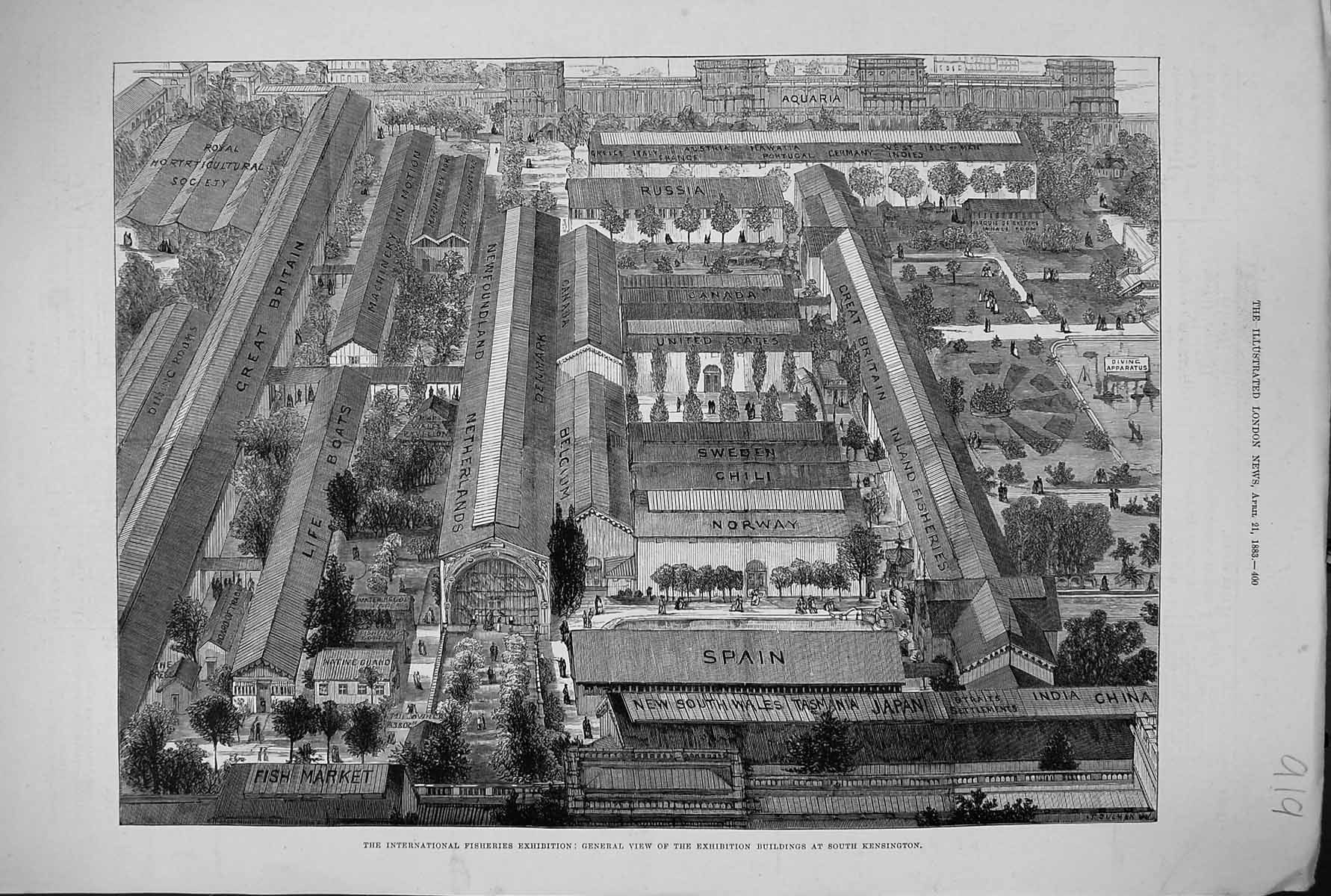 Old 1883 International Fisheries Exhibition Buildings South Kensingto Victorian