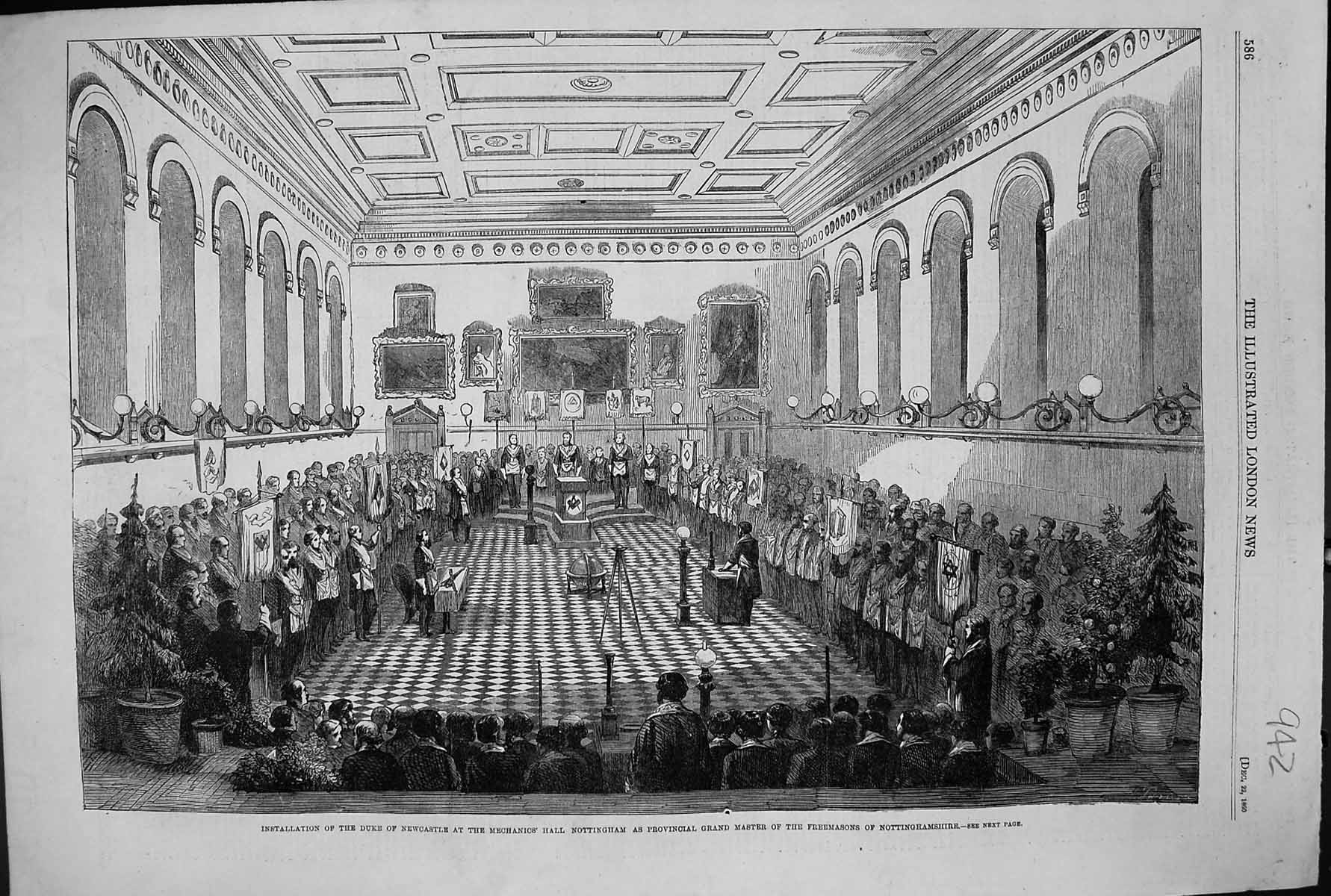 Old 1860 Installation Duke Newcastle Mechanics Hall Nottingham Master Victorian