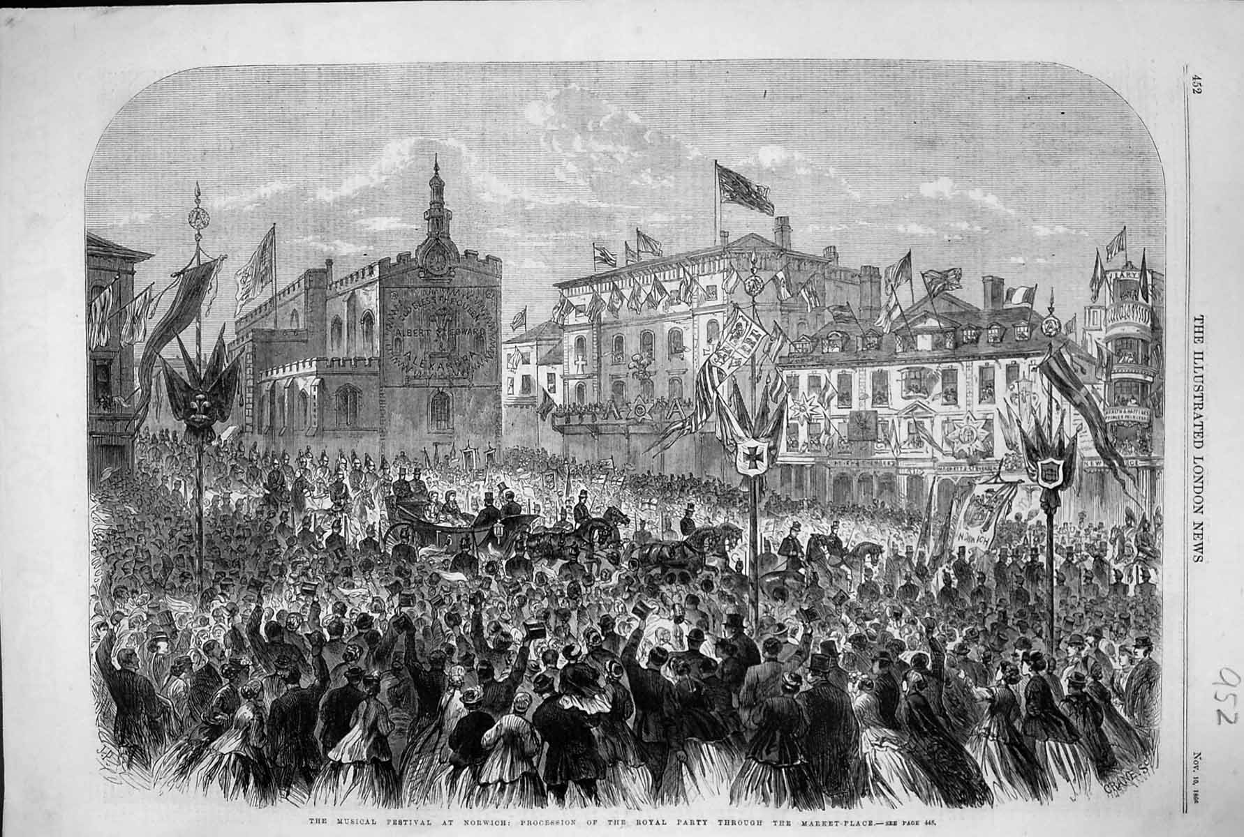 Old 1866 Musical Festival Norwich Procession Royal Party Through Mark Victorian